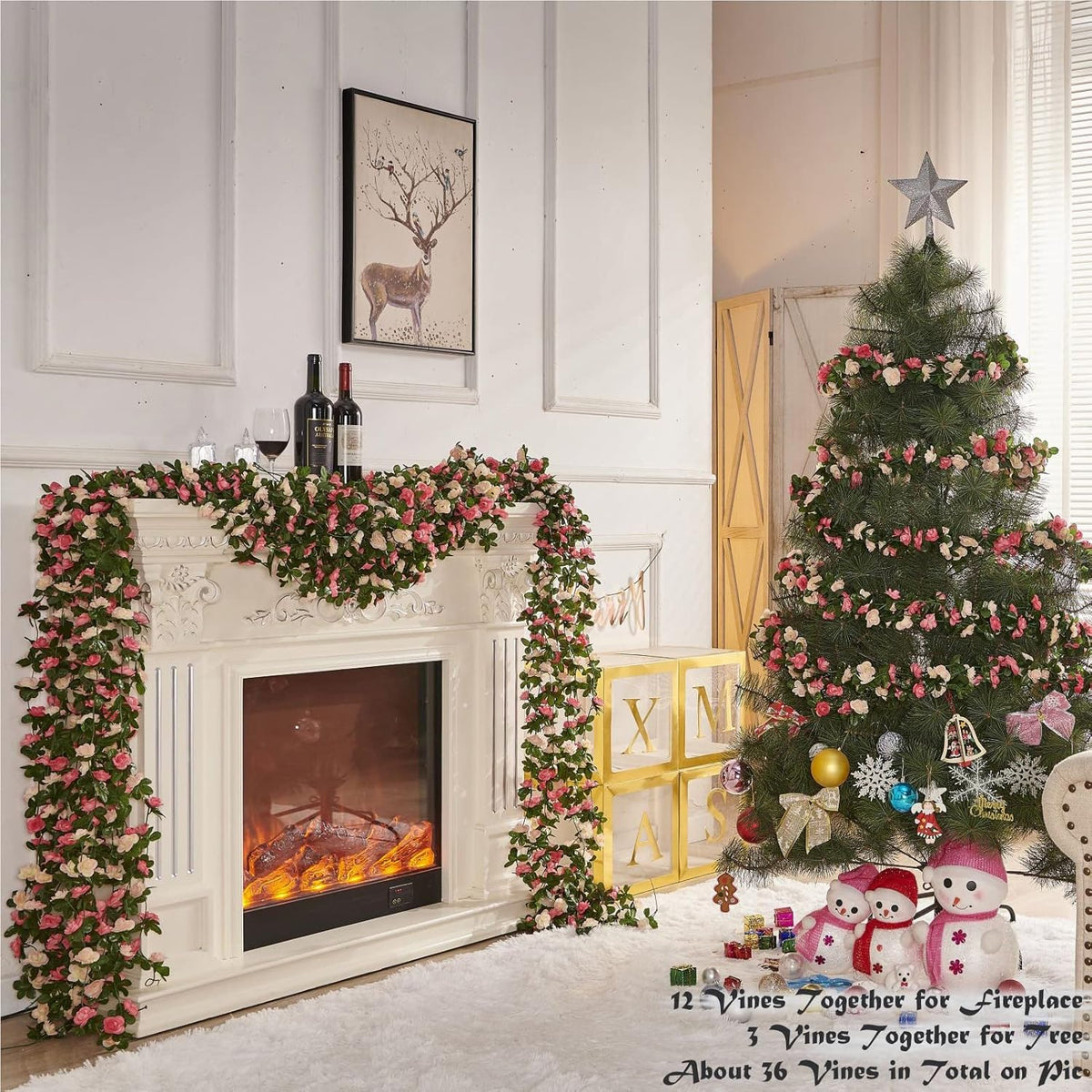 Realistic Artificial Rose Flower Garland Outdoor Decor Statement