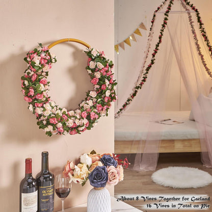 Realistic Artificial Rose Flower Garland Outdoor Decor Statement