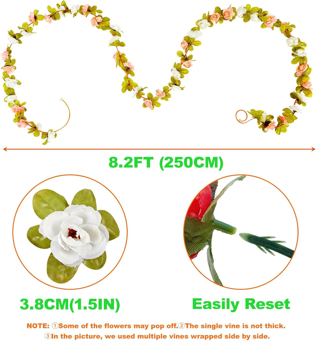Realistic Artificial Rose Flower Garland Outdoor Decor Statement