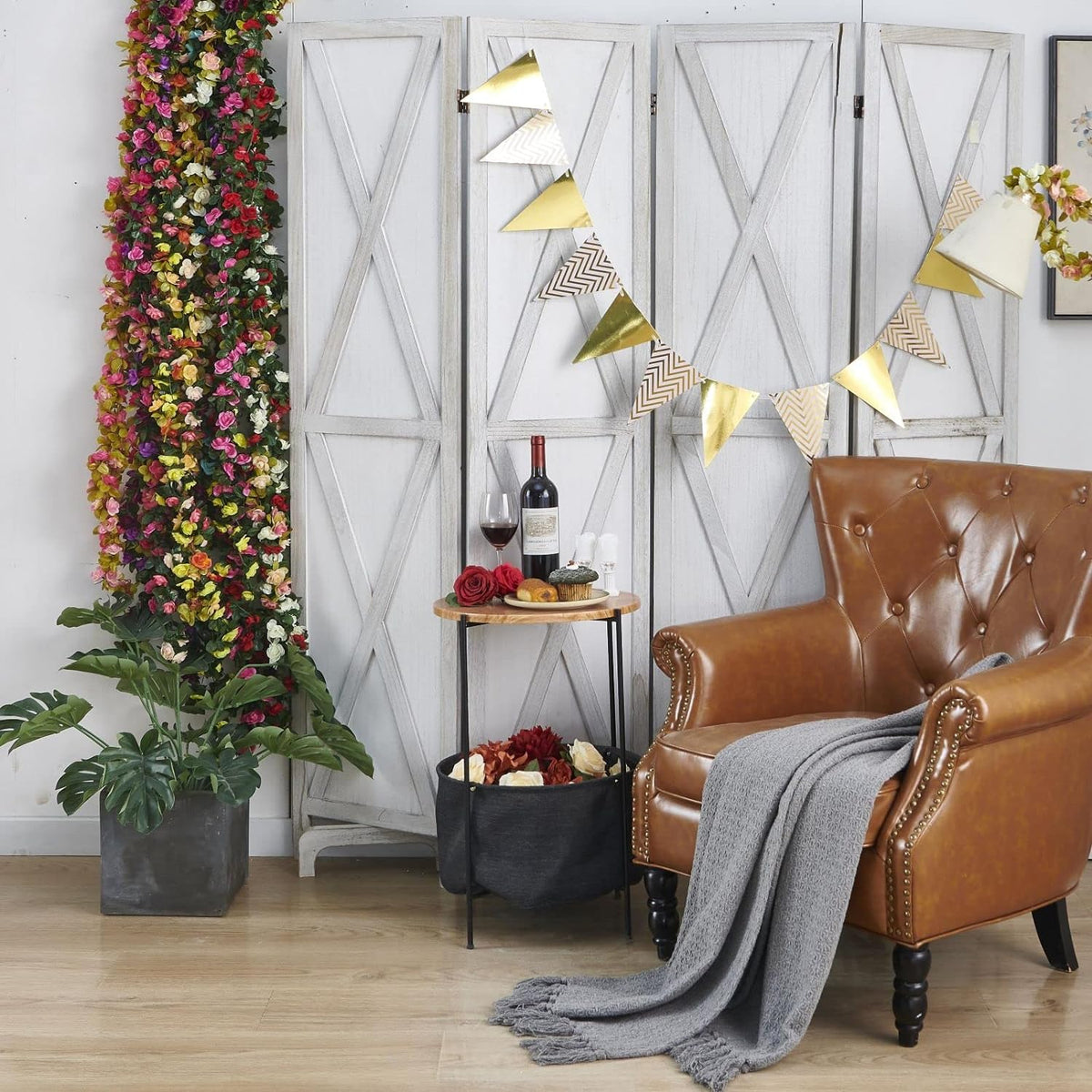 Realistic Artificial Rose Flower Garland Outdoor Decor Statement