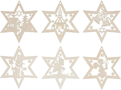 Artisan Wooden Star Ornaments German Holiday Decor Series