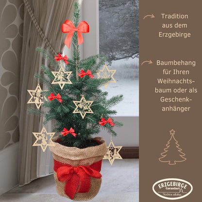 Artisan Wooden Star Ornaments German Holiday Decor Series