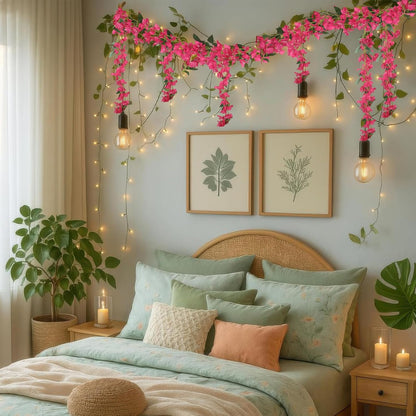 Festive Artificial Hanging Bougainvillea Vines Outdoor Decor Assortment