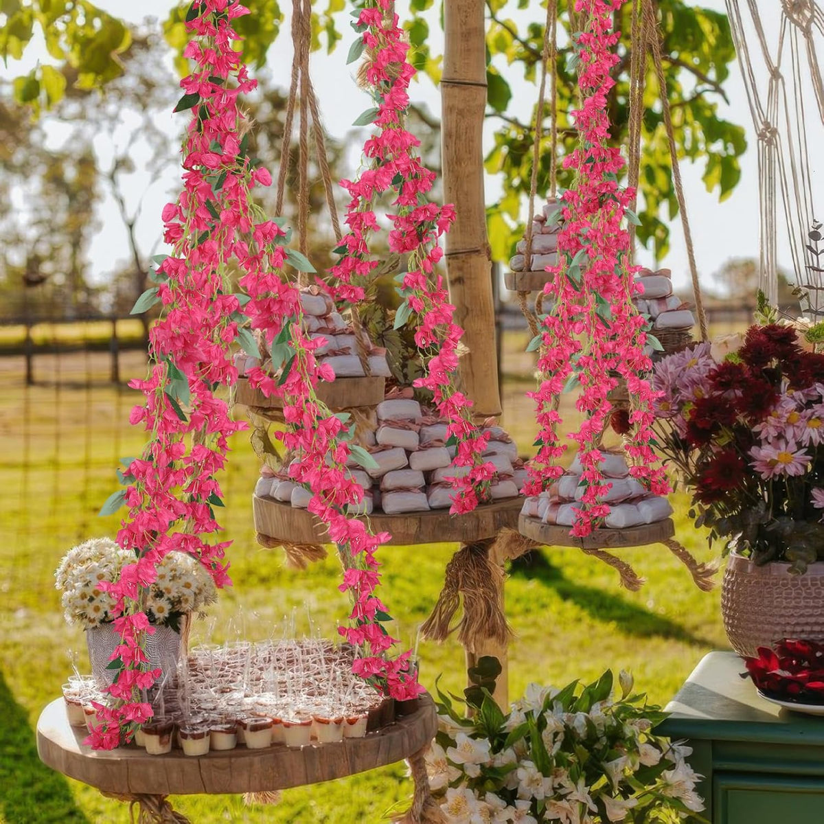 Festive Artificial Hanging Bougainvillea Vines Outdoor Decor Assortment