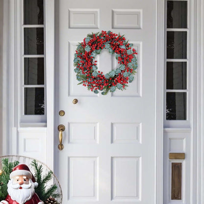 Refined Wreath Red Berries Eucalyptus Holiday Decor Collection