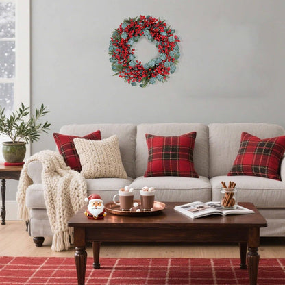 Refined Wreath Red Berries Eucalyptus Holiday Decor Collection