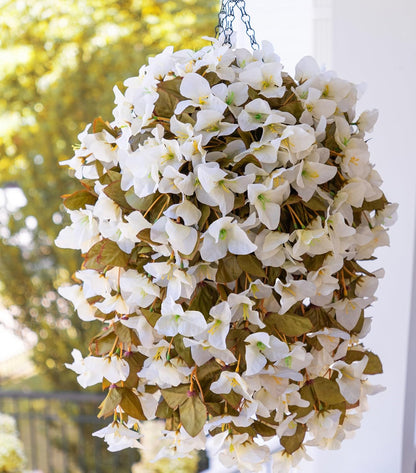 Realistic Artificial Bougainvillea Hanging Basket Outdoor Decor Arrangement