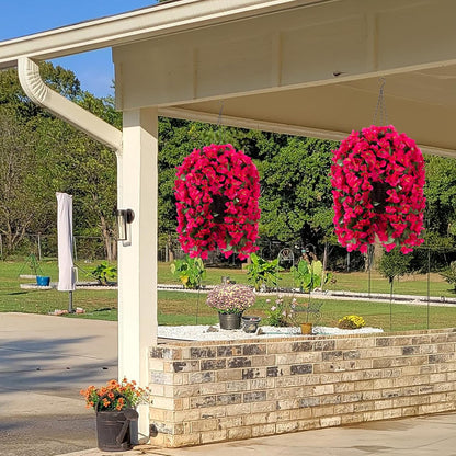 Realistic Artificial Bougainvillea Hanging Basket Outdoor Decor Arrangement