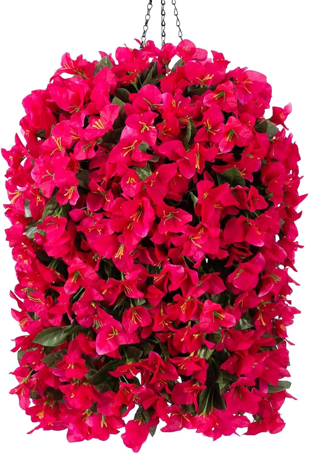Realistic Artificial Bougainvillea Hanging Basket Outdoor Decor Arrangement