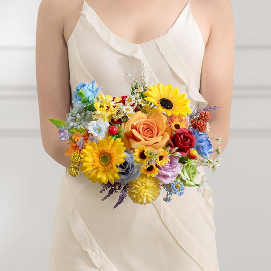 Rustic Artificial Multi Flower Mixed Indoor Decor Selection