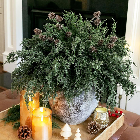 Classic Artificial Cedar Branches Greenery Indoor Decor Collection