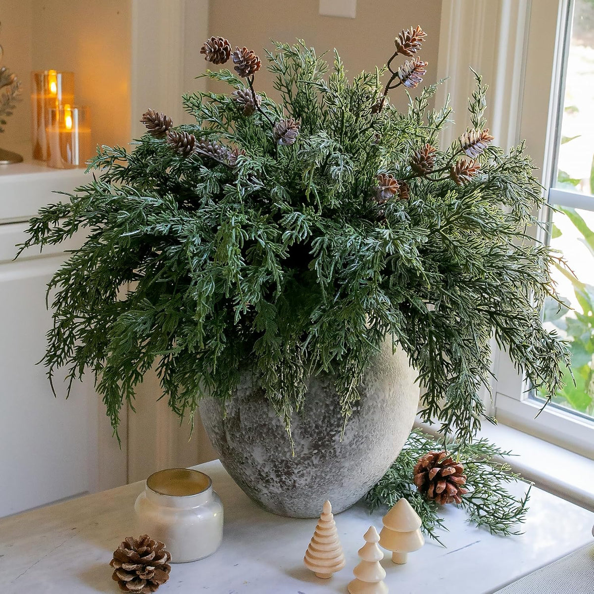 Classic Artificial Cedar Branches Greenery Indoor Decor Collection