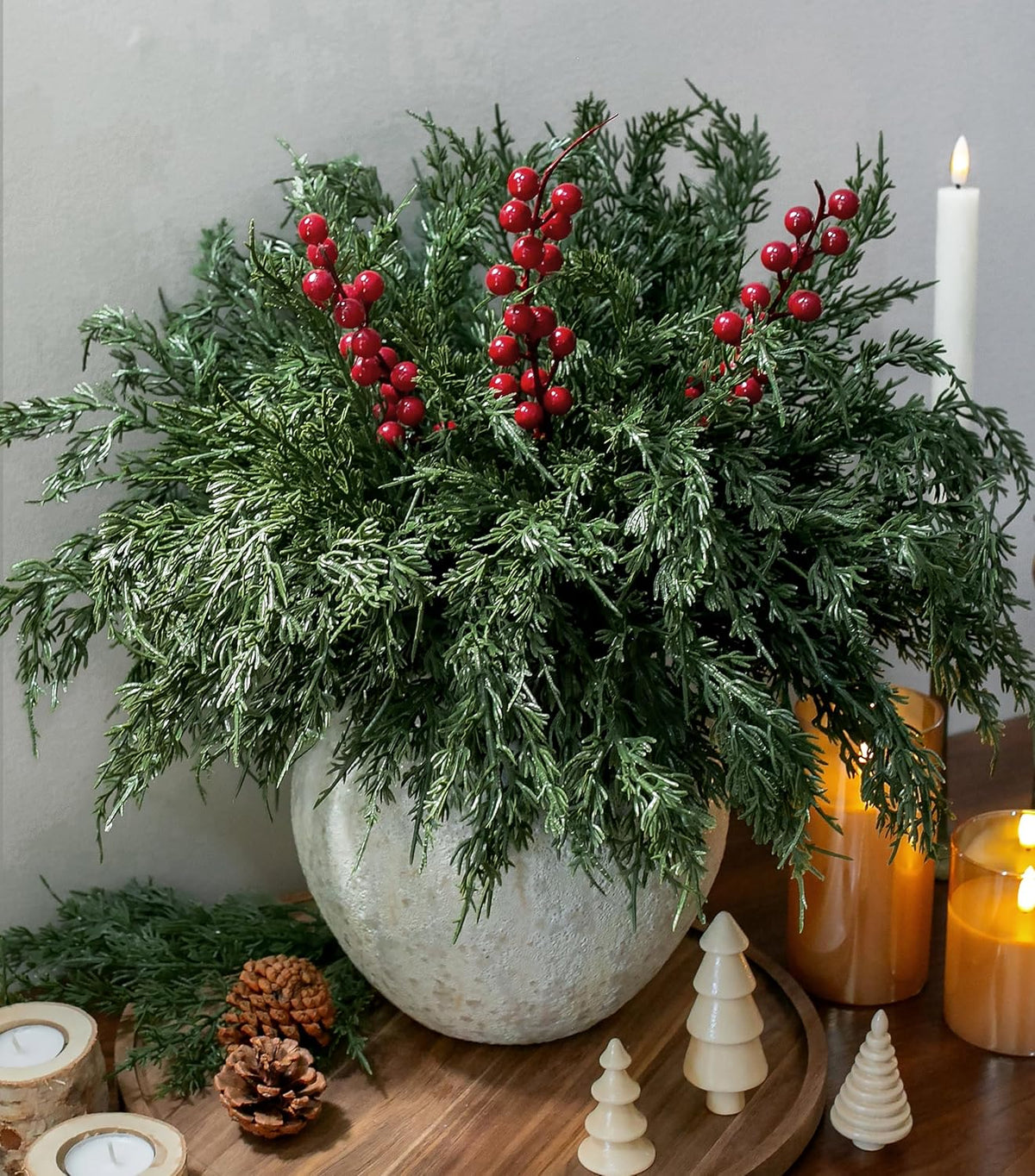 Classic Artificial Cedar Branches Greenery Indoor Decor Collection