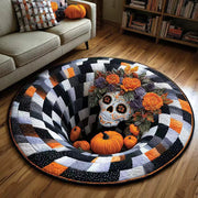 💀 Sugar Skull 3D optical illusion round Halloween rug