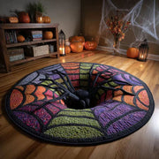 🕷️ Spider Web 3D optical illusion round Halloween rug
