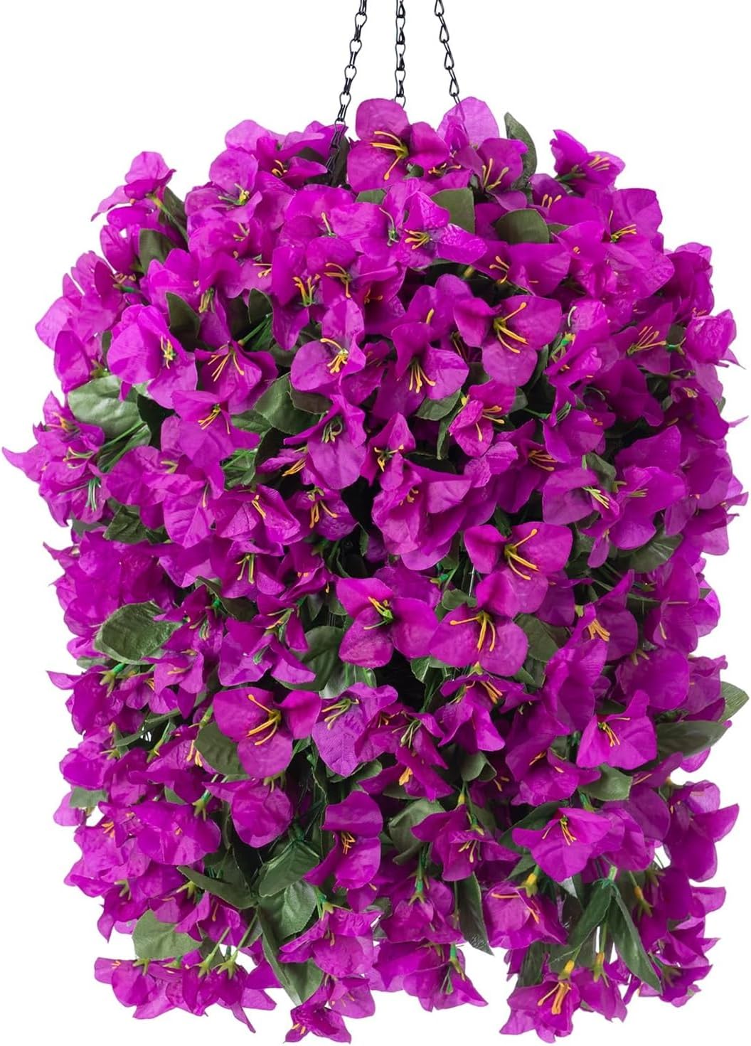 Realistic Artificial Bougainvillea Hanging Basket Outdoor Decor Arrangement