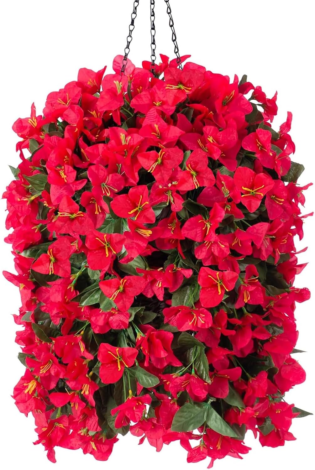 Realistic Artificial Bougainvillea Hanging Basket Outdoor Decor Arrangement