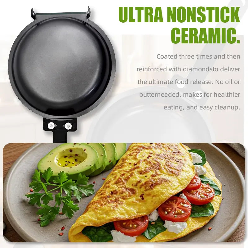 Double-Sided Non-Stick Round Pan Skillet for Omelets, Pancakes, and Camping Meals