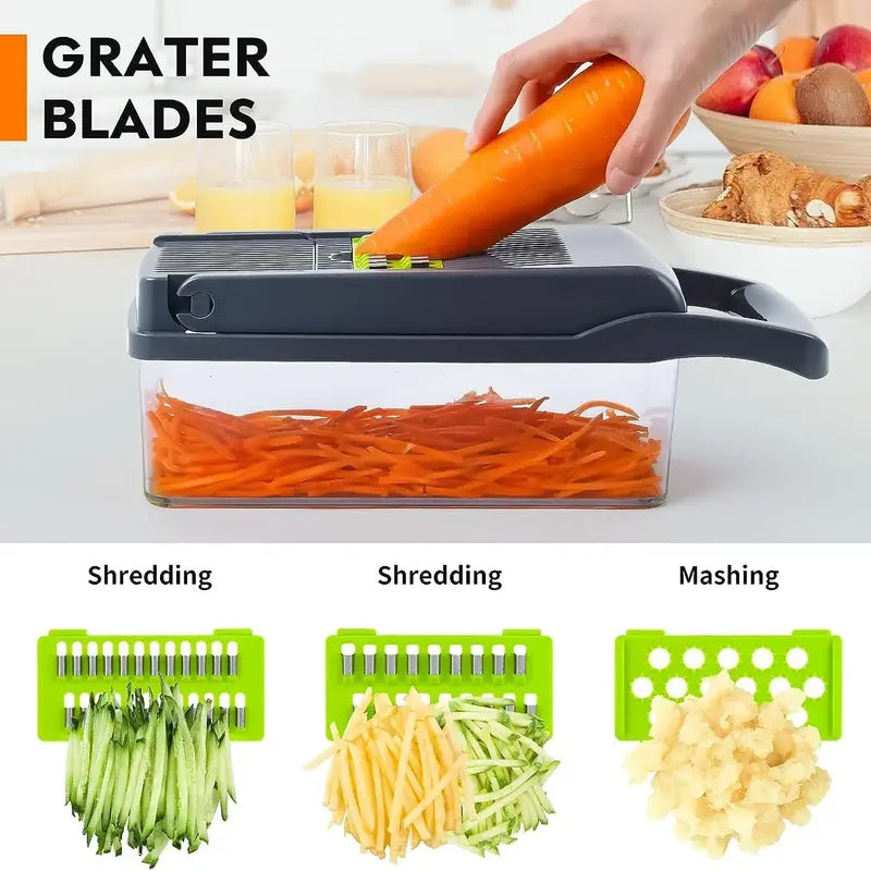14-in-1 Multifunctional Vegetable Chopper and Grater for Efficient Kitchen Prep
