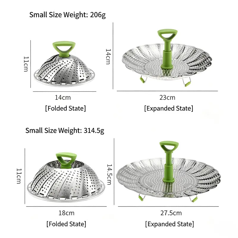 Stainless Steel Vegetable Steamer Basket, Folding Expandable Insert for Various Pot Sizes