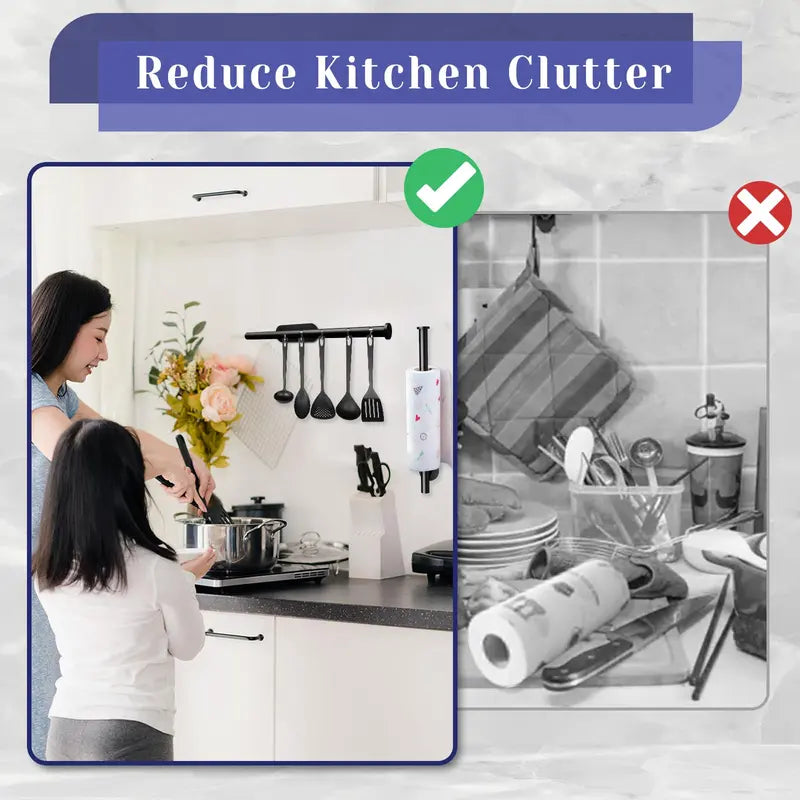 Self-Adhesive Paper Towel Holder Under Cabinet - SUS304 Stainless Steel Wall Mount Rack