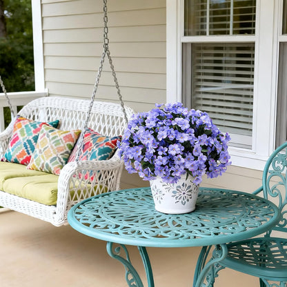 Artificial Flowers for Outdoors Decoration, 5 Bundles Faux Hydrangea UV Resistant Fake Arrangements Plants for Indoor and Outdoor Garden Front Porch Spring Summer Decor, Blue