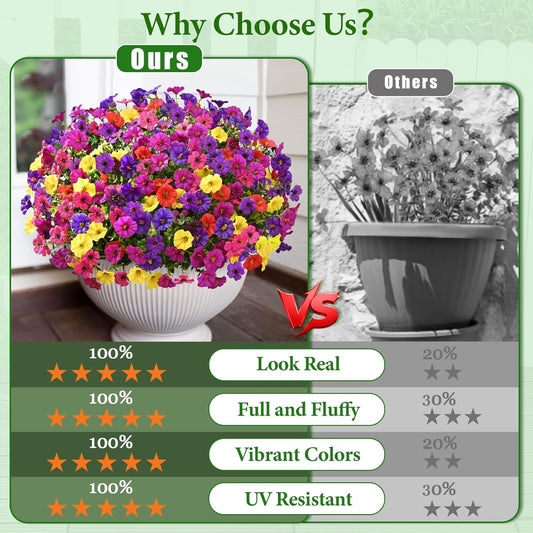 Yastouay Artificial Flowers for Outdoors, 36 Bundles UV Resistant Artificial Outdoor Flowers, Realistic Fake Outdoor Flowers Plant Faux Flowers for Outdoor Planters Front Porch Patio Window Box