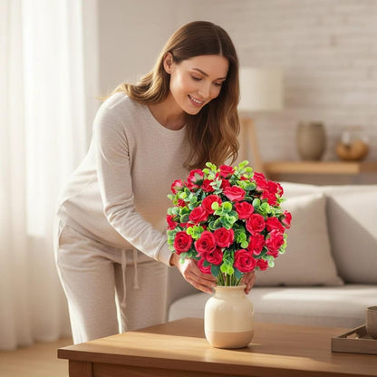Sophisticated Artificial Roses Eucalyptus Piece Home Decor Collection