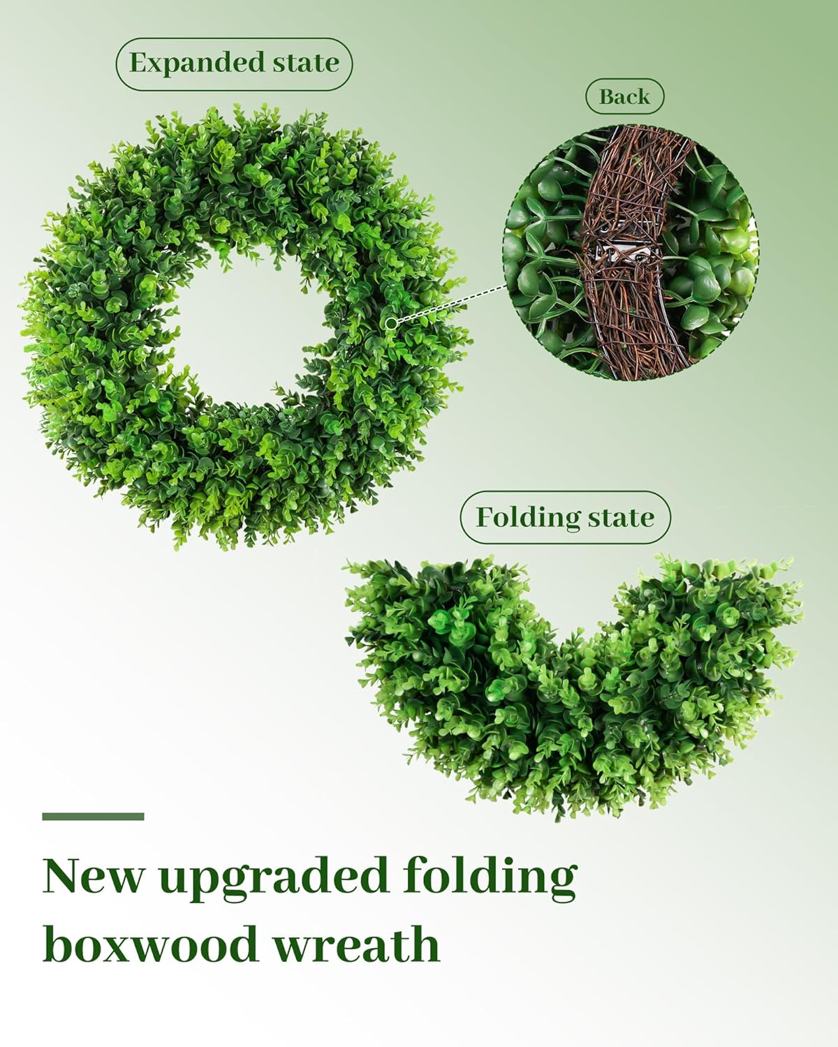 DDHS 20" Boxwood Wreaths Front Door Artificial Spring Wreath. Wreaths for Front Door Farmhouse Wedding Green Year Round Indoor Outdoor for Summer Wreath St Patricks Day Decorations -(Hello Sign)
