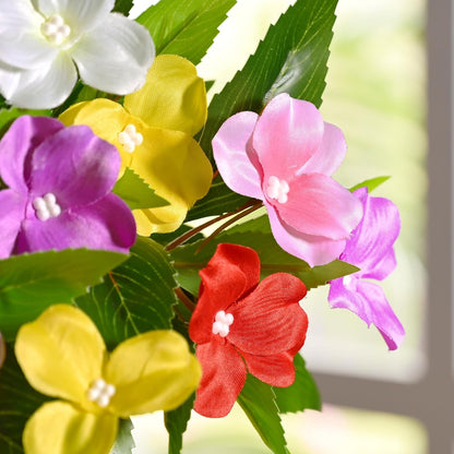 Waipfaru 5 Pcs Artificial Flowers for Outdoors, UV Resistant Faux Flowers for Outdoor Planters, Silk Impatiens Bouquet Mix Color Spring Artificial Plants for Garden Porch Patio Balcony Yard