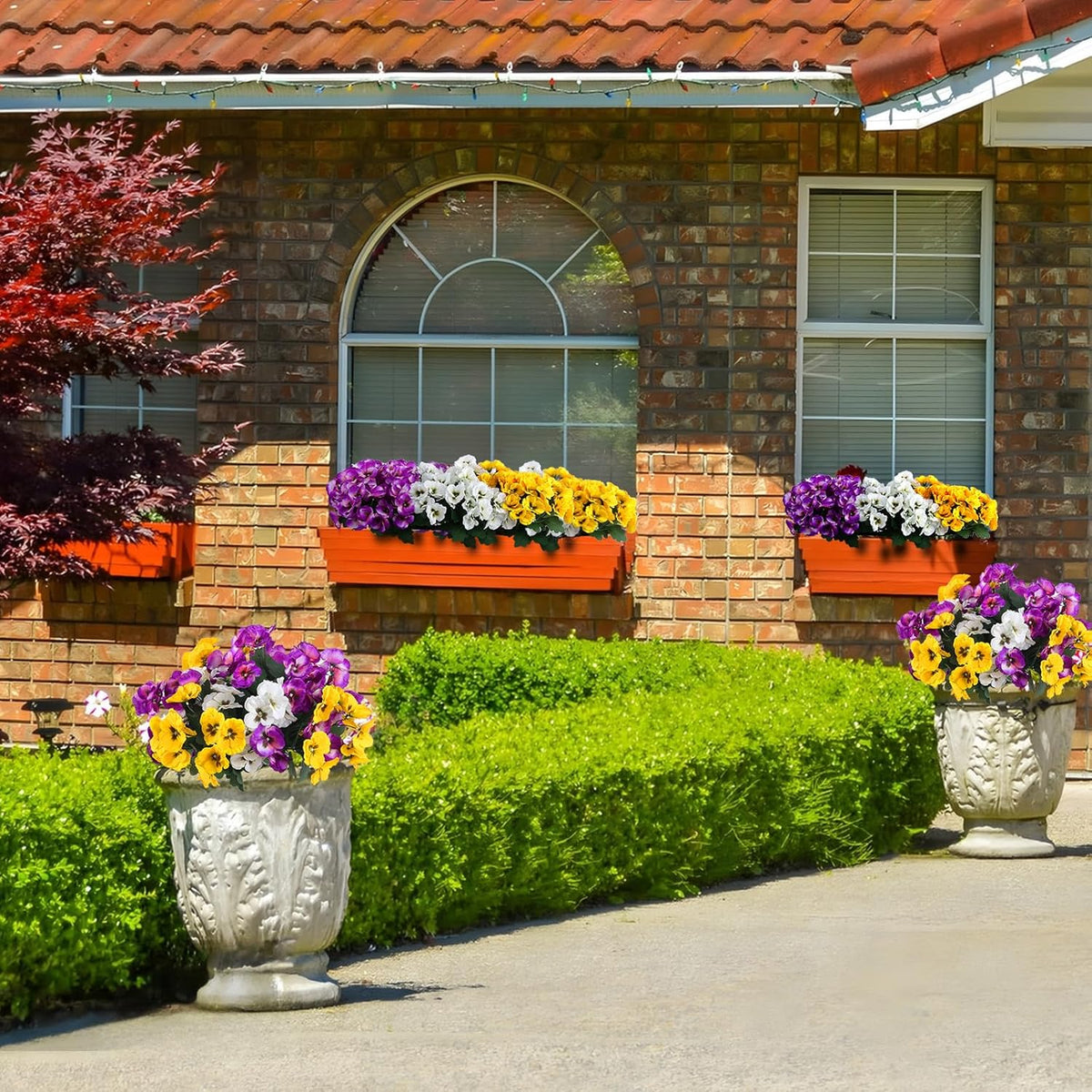 Festive Artificial Pansies Resistant Silk Outdoor Decor Statement