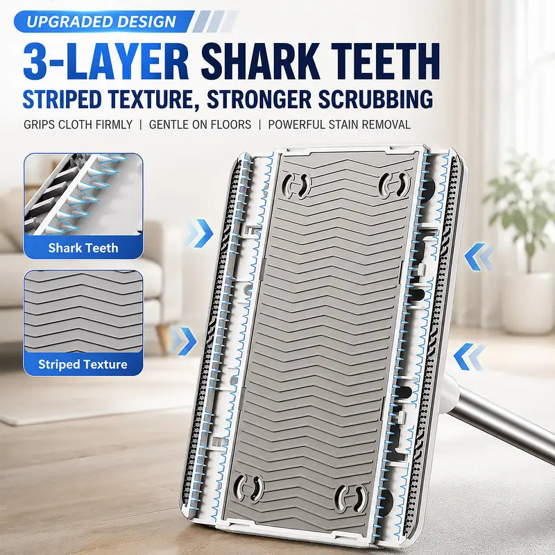 Retractable Disposable Pad Handheld Mop - Clamp-and-Go Wet Dry Tool with Hands-Free Automatic Clamp