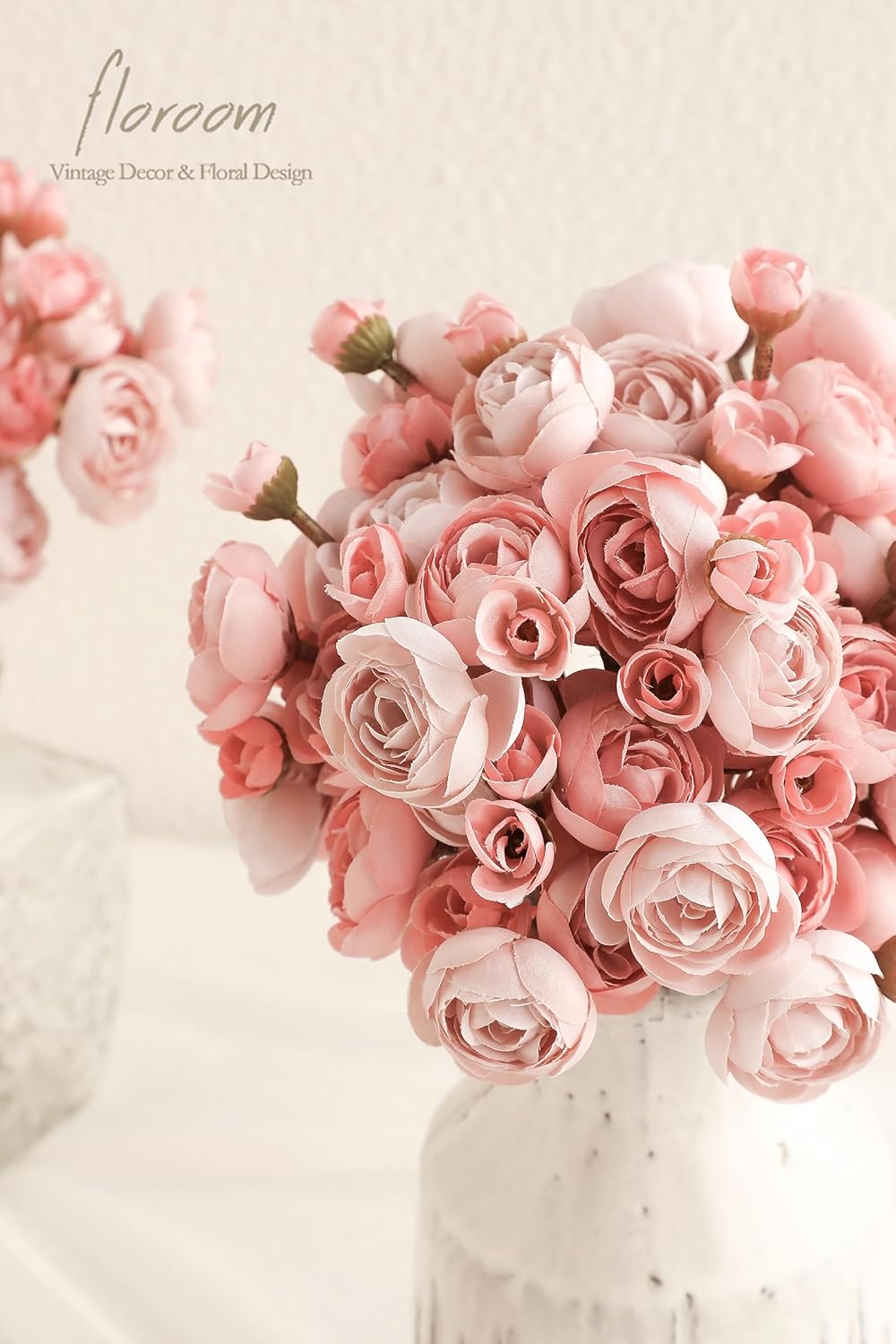 Classic Dusty Rose Artificial Ranunculus Home Decor Set