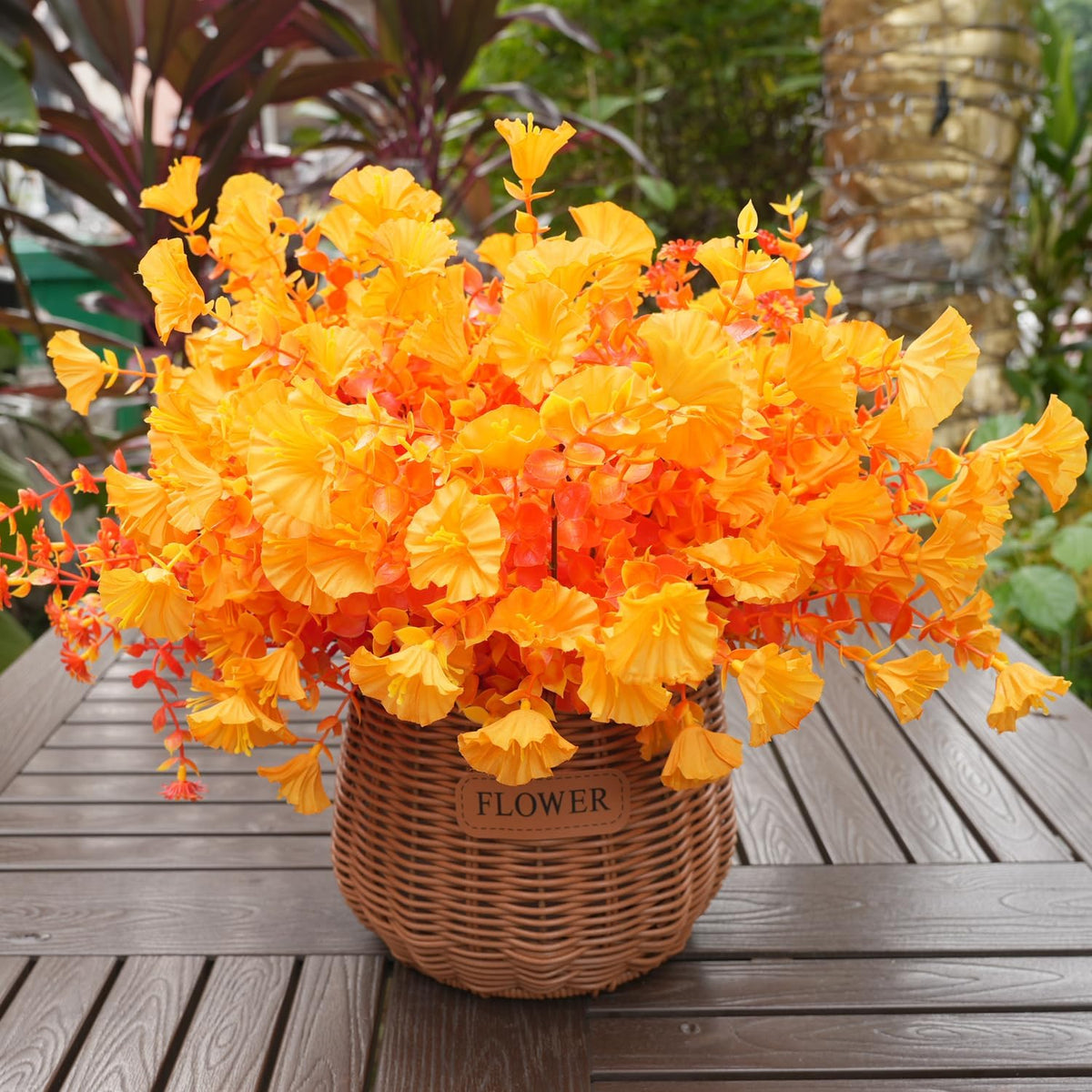Artificial Flowers for Outdoor, 14 Bundle Fall Realistic Faux Plants UV Resistant Fake Fake Plastic Flowers for Outside Indoor Porch Patio Window Box Planter Home Decor