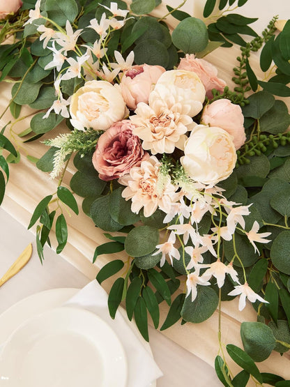 Refined Eight Foot Eucalyptus Peony Home Decor Statement