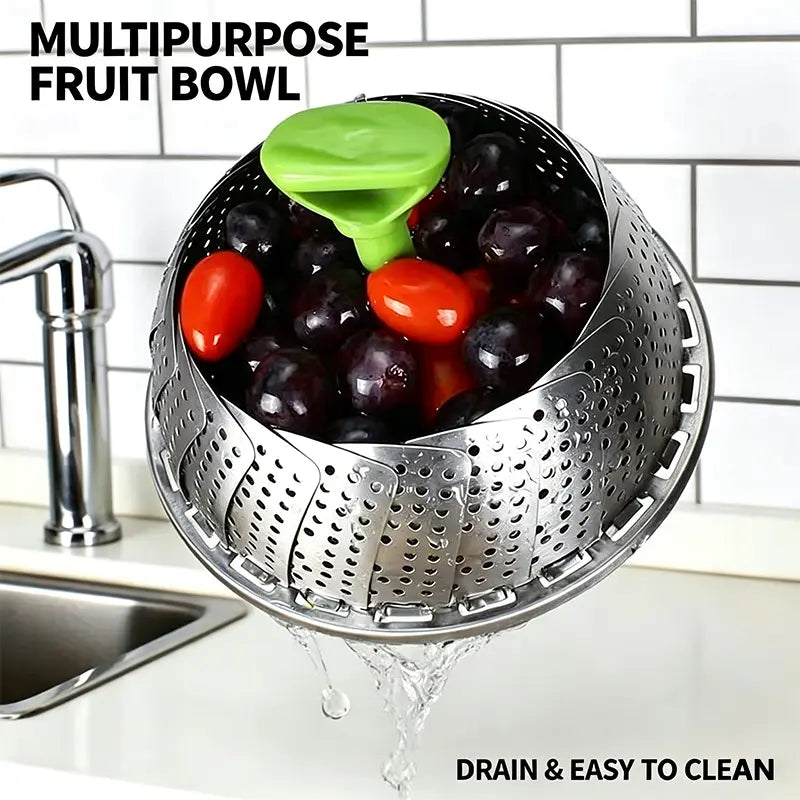Stainless Steel Vegetable Steamer Basket, Folding Expandable Insert for Various Pot Sizes