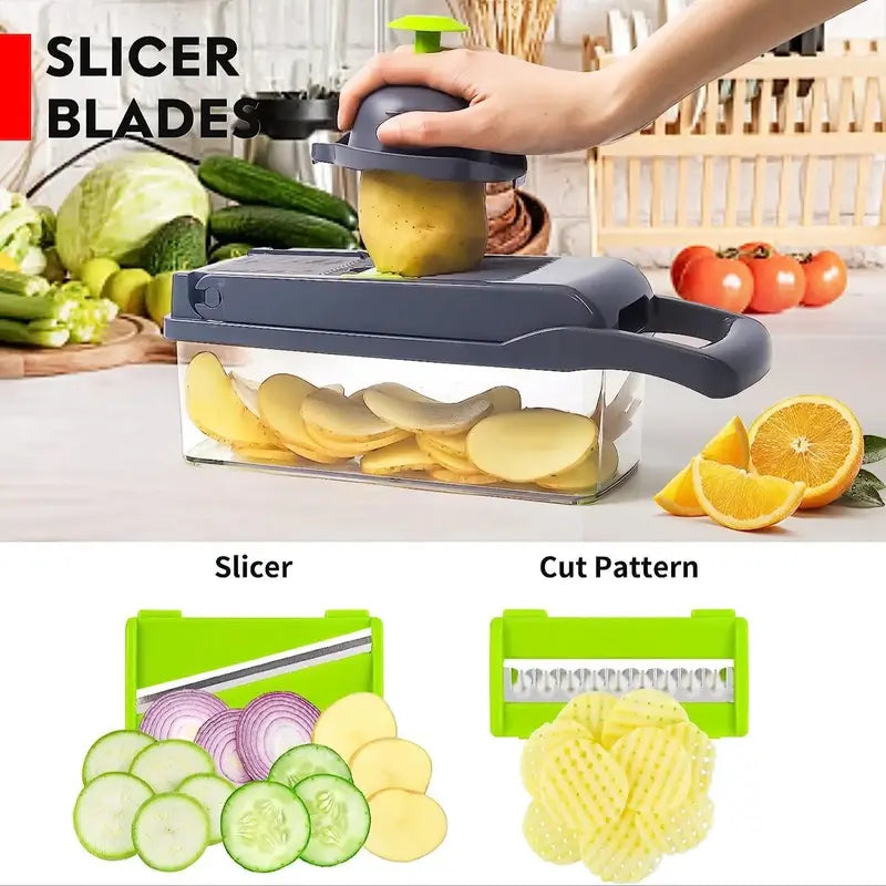 14-in-1 Multifunctional Vegetable Chopper and Grater for Efficient Kitchen Prep
