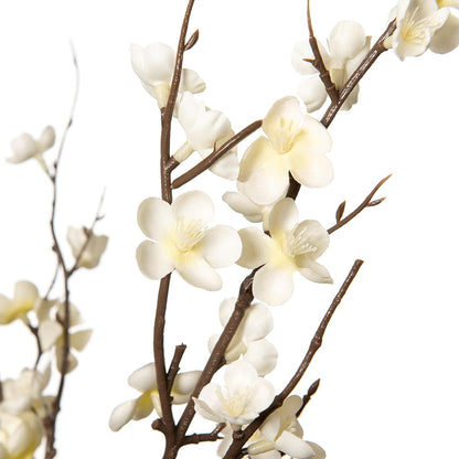 4 Pcs Cherry Blossom Branches Artificial Flowers for Spring Summer Indoor Decoration, Faux Long Stem Artificial Flowers for Wedding Home Office Bedroom Party Table Centerpieces Decor (White)