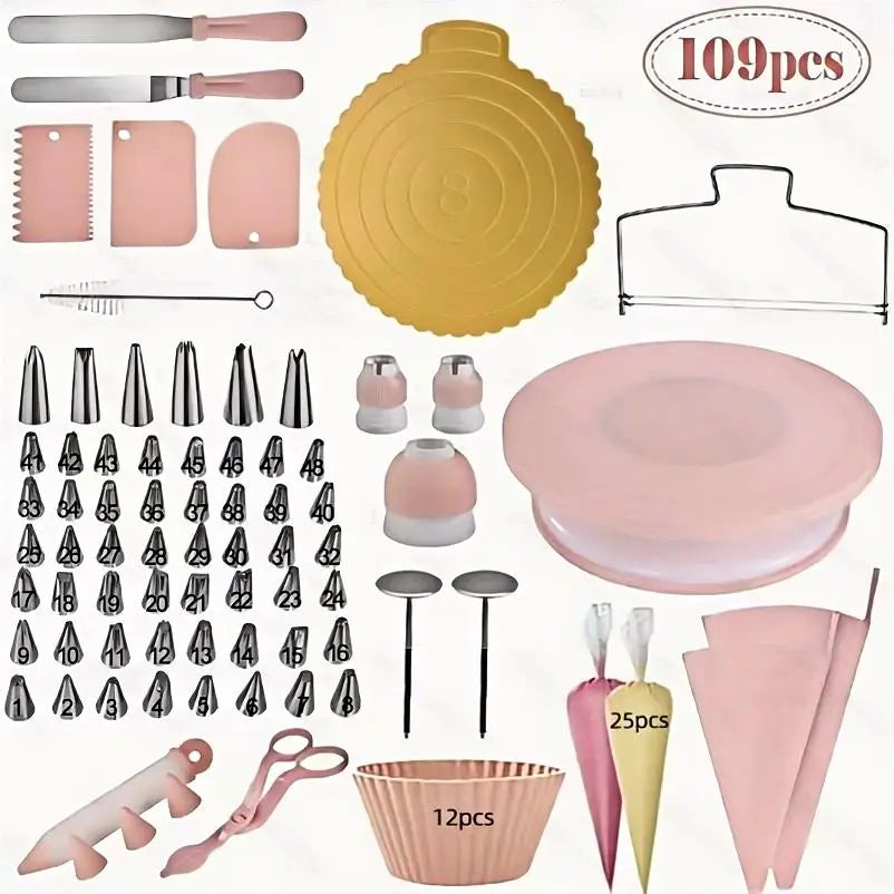 Professional Cake Decorating Tool Set - Complete Pastry and Baking Kit for Bakers