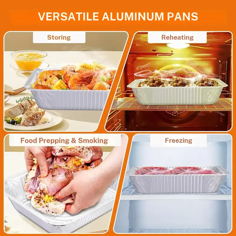 Aluminum Foil Pans 9x13 Disposable - Half Size Heavy Duty Deep Steam Table Pans for Baking and Grilling