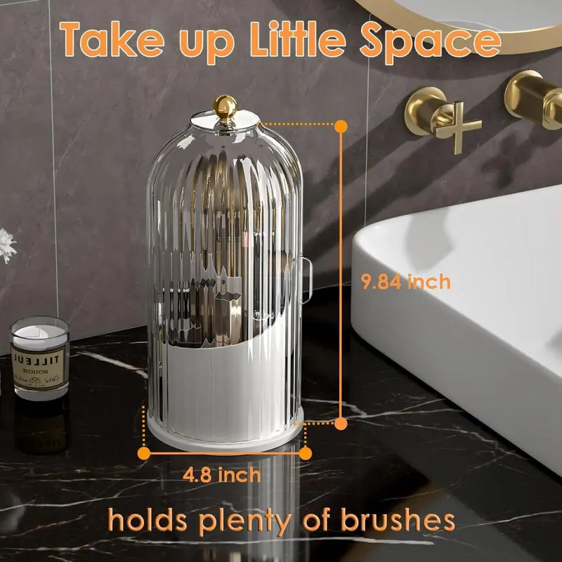 Modern Durable Acrylic Toothbrush Holder with 360-Rotating Transparent Cover