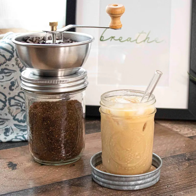Coffee and Spice Grinder Lid for Regular and Wide Mouth Glass Canning Jars