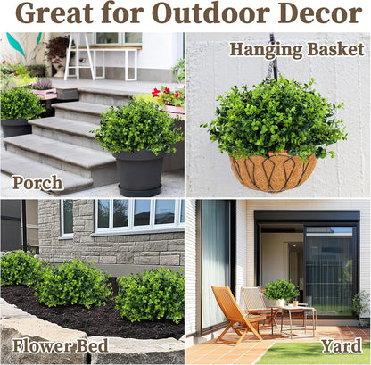 20 Bundles Artificial Greenery Boxwood Plants, Fake Plant for Garden Porch, Window Box, Home Wedding, Farmhouse, and Indoor Outdoor Decoration