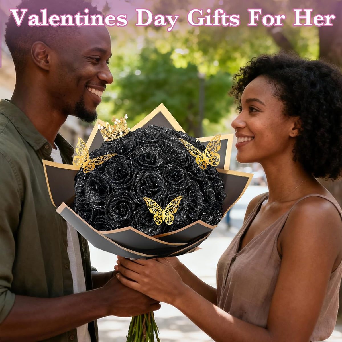 Classic Waipfaru Black Glitter Roses Home Decor Kit