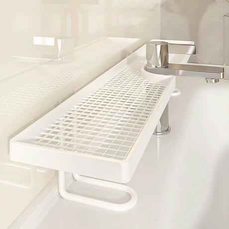 Minimalist Carbon Steel Bathroom Organizer, No-Drill Countertop Storage Rack for Skincare