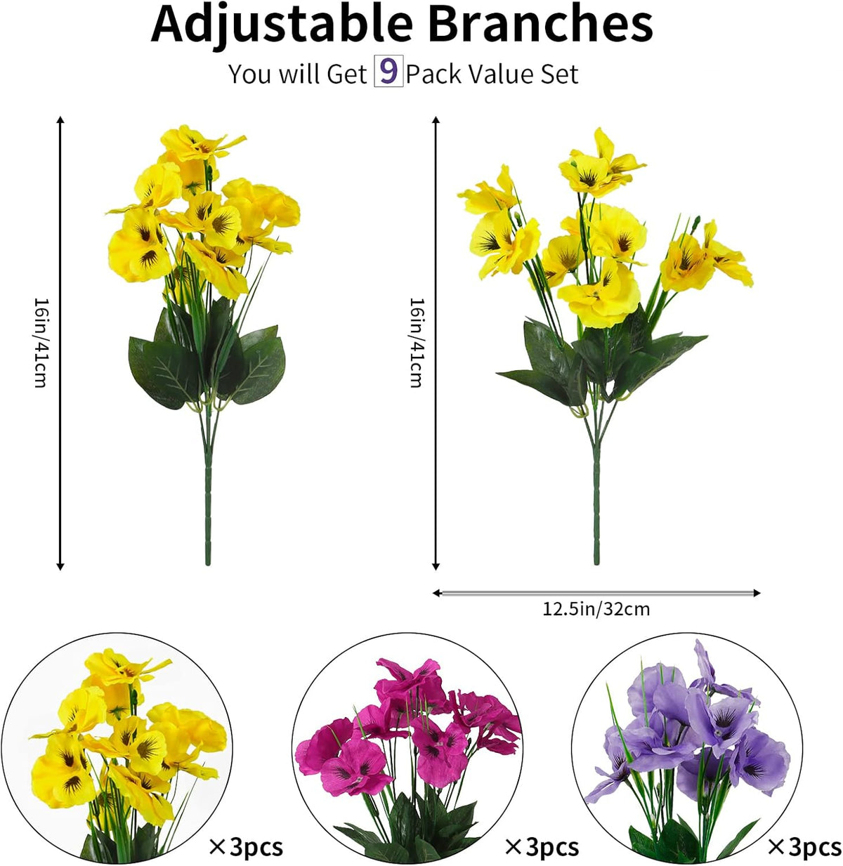 Realistic Bundles Artificial Pansy Resistant Home Decor Kit