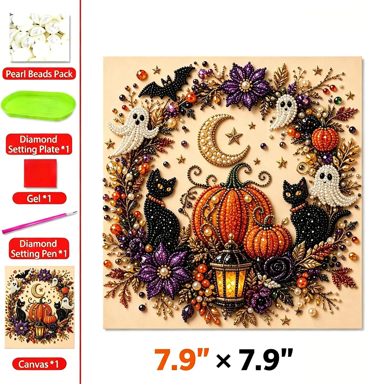 Halloween Diamond Painting Kits for Adults - Spooky Cute 3D DIY Fall Home Decor Wall Art