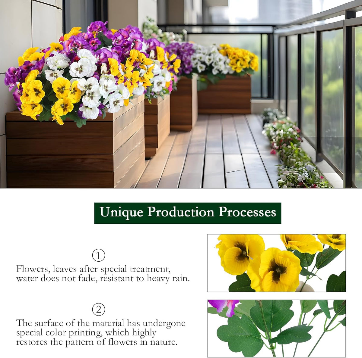 Festive Artificial Pansies Resistant Silk Outdoor Decor Statement