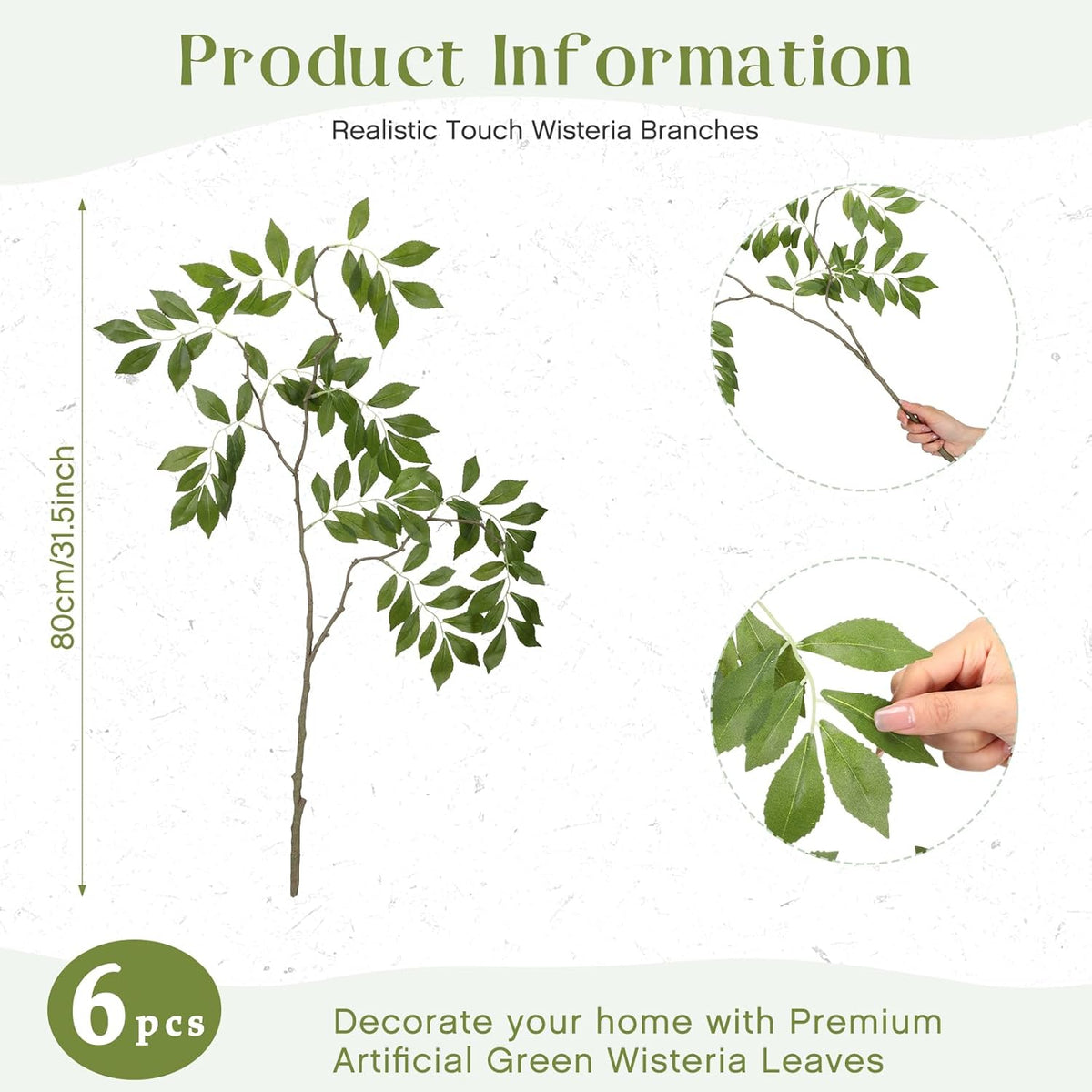 6 Pcs 6 Pcs Faux Stems and Branches for Vase 31.5inch Fake Plants Artificial Greenery Stems Faux Branches for Home Vase Wedding Garden Farmhouse Table Mantel Decor