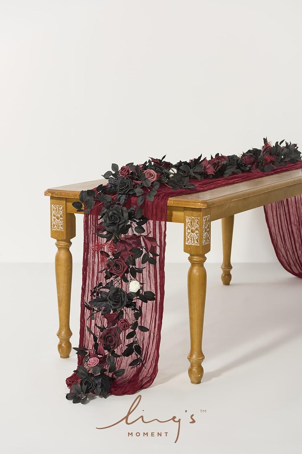 Seasonal Black Burgundy Rose Garland Home Decor Kit
